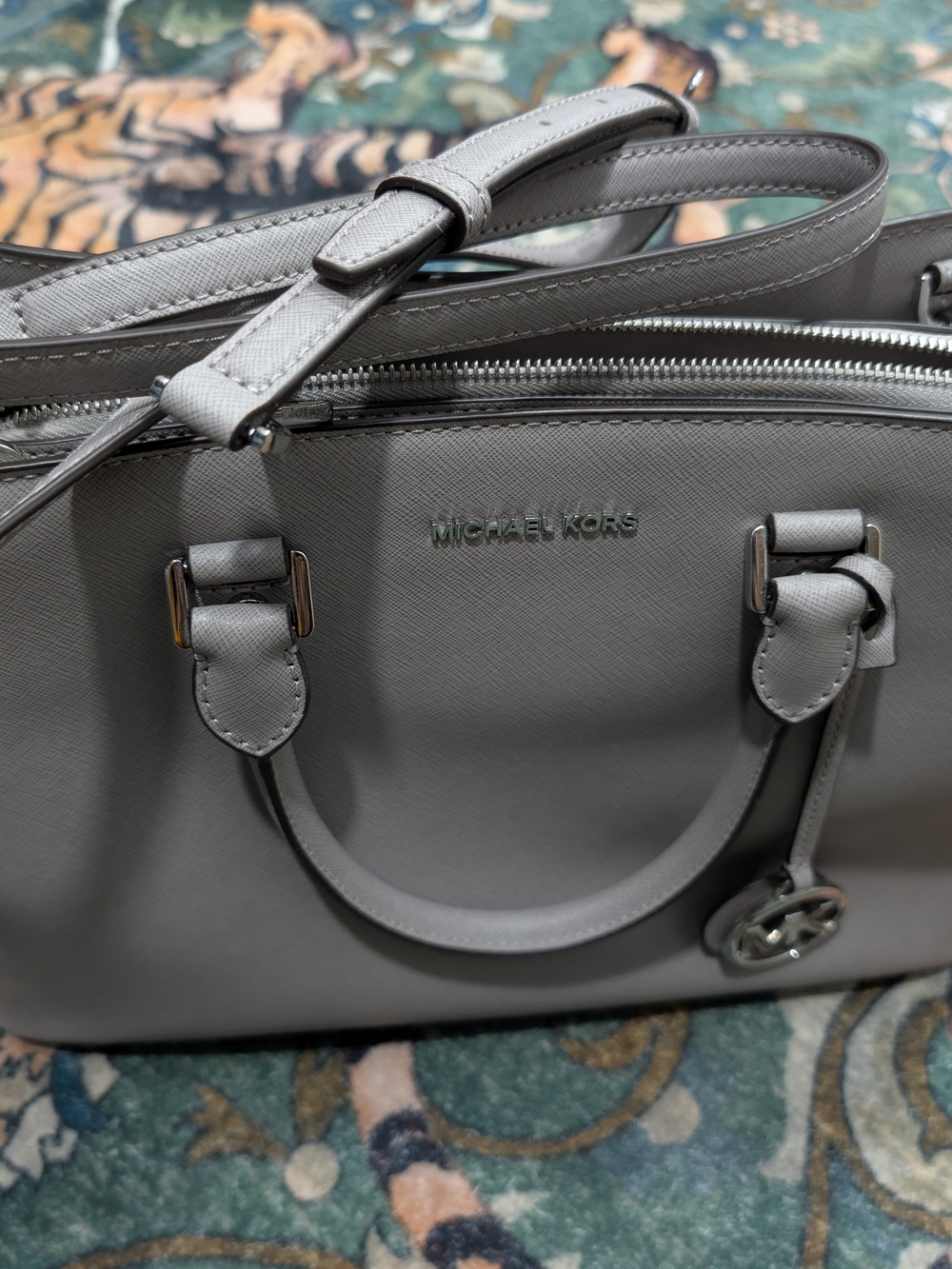 Michael Kors Grey Saffiano Leather Satchel - Classic Women's Bag